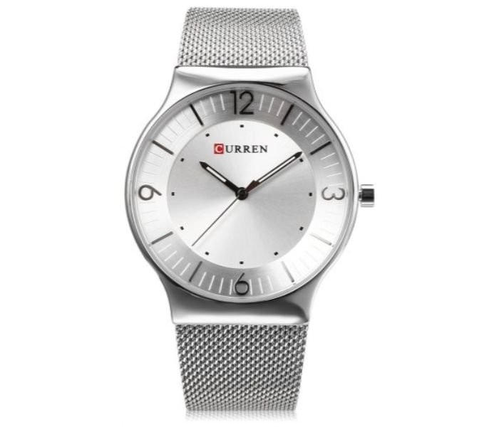 Curren 8304 Casual Quartz Curren Watch For Men - Silver