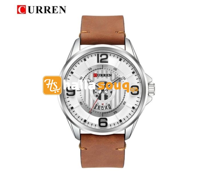 Curren 8305 Fashion Quartz Curren Watch For Men - Brown and White