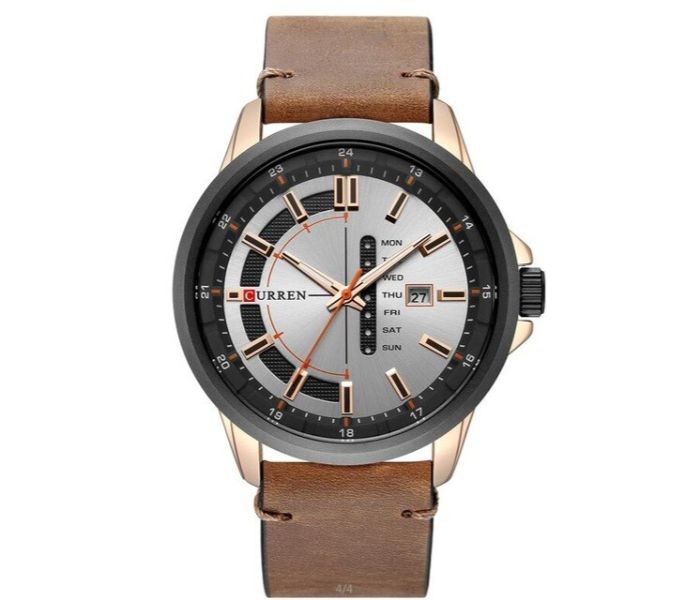 Curren 8307 Luxury Quartz Curren Watch For Men - Brown and Silver