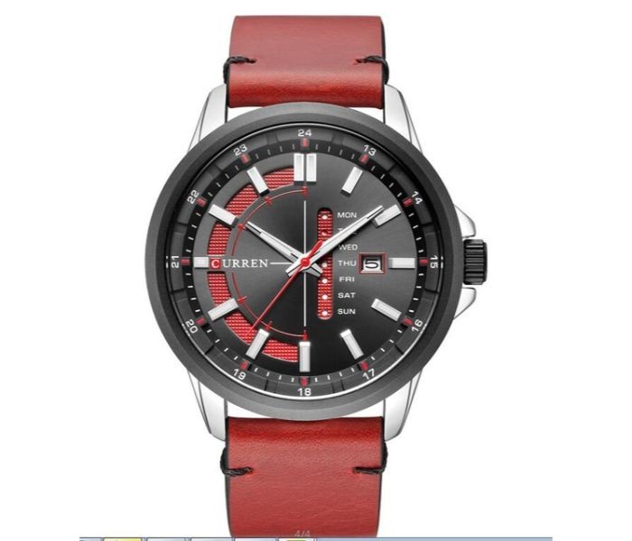 Curren 8307 Luxury Quartz Curren Watch For Men - Red and Black