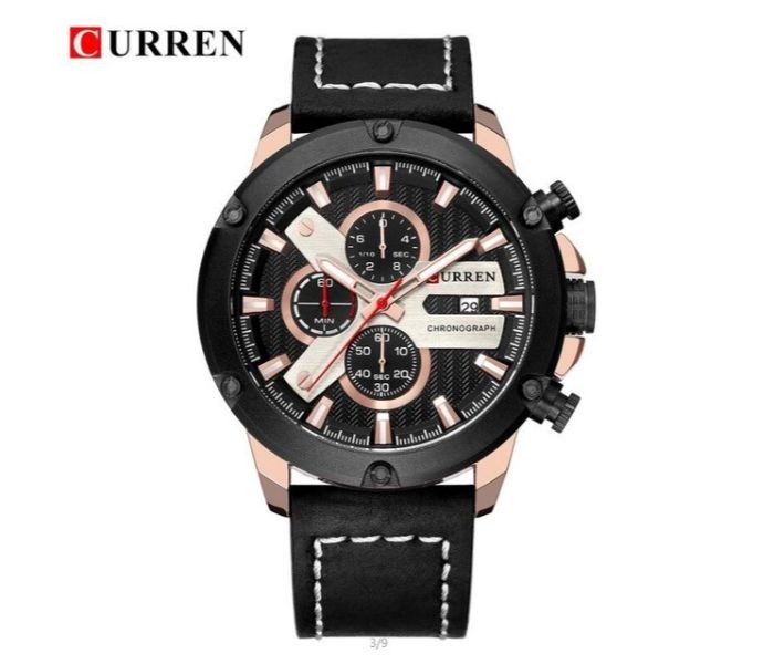 Curren 8308 Fashion Quartz Curren Watch For Men - Black and Rose Gold