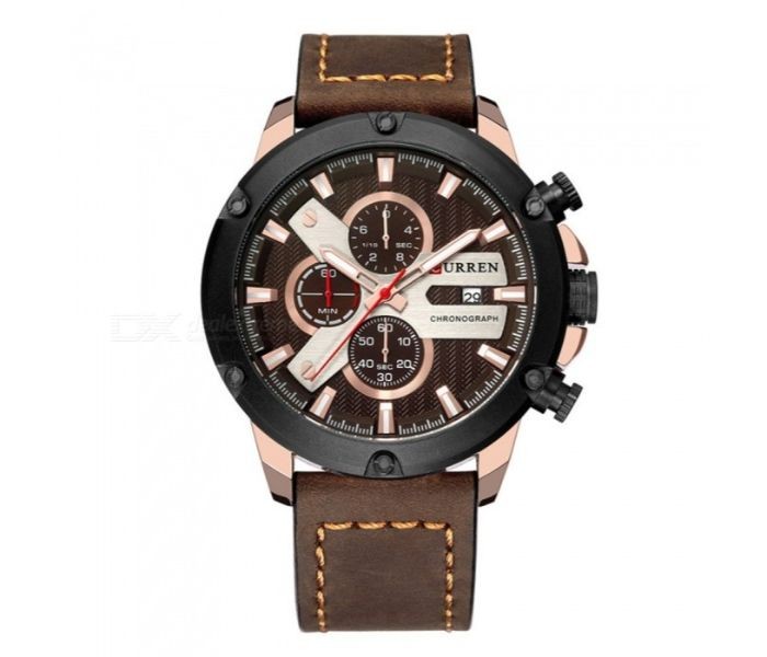 Curren 8308 Fashion Quartz Curren Watch For Men - Coffee and Rose Gold