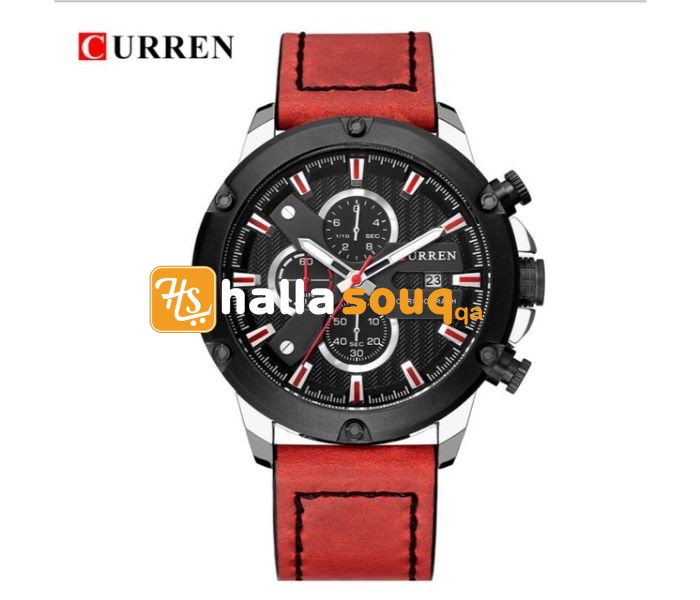 Curren 8308 Fashion Quartz Curren Watch For Men - Red and Black