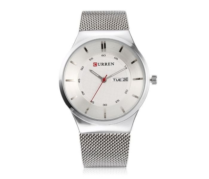 Curren 8311 Stainless Steel Analog Quartz Curren Watch For Men - Silver And White