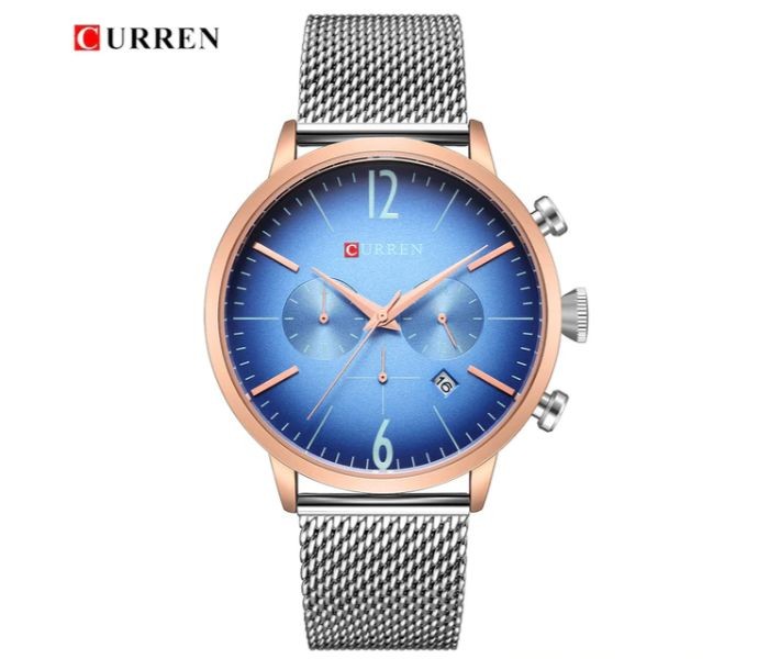 Curren 8313 Luxury Quartz Curren Watch For Men - Silver And Blue