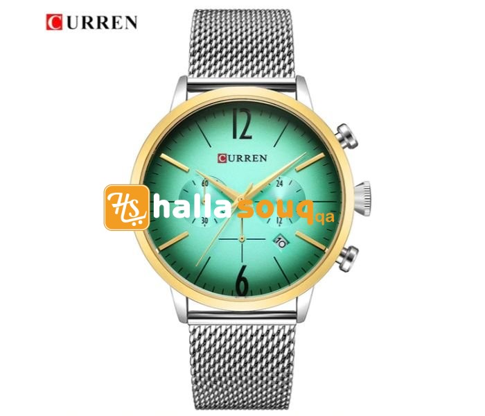 Curren 8313 Luxury Quartz Curren Watch For Men - Silver And Green