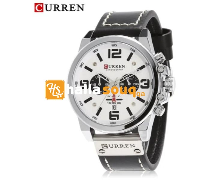 Curren 8314 Luxury Military Sport Curren Watch For Men - Silver And White