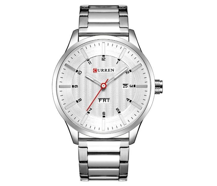 Curren 8316 Steel Belt Calendar Week Quartz Curren Watch For Men - Silver