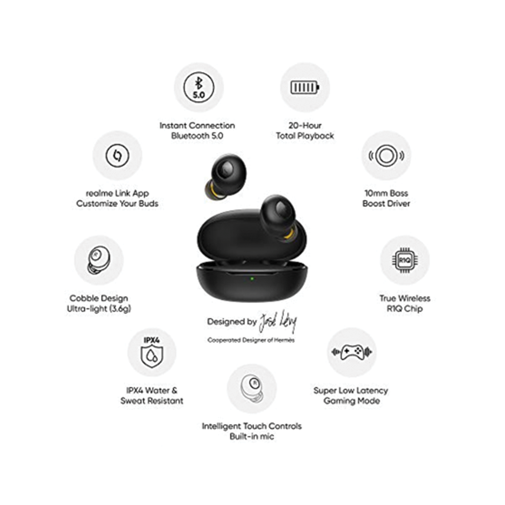 Realme Buds Q in-Ear True Wireless Earbuds - Black
