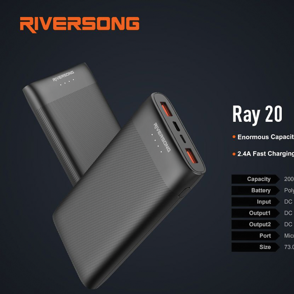 Riversong Ray 20 PB03 20000mAh Power Bank - Black