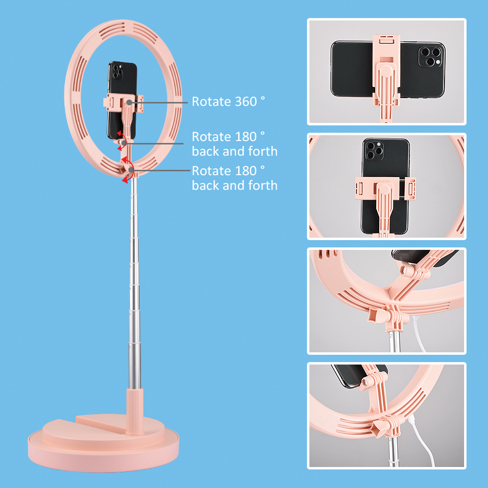 Y2 Portable ring lamp Dimmable 3500-6000K Selfie Photography Makeup LED Ring Light Retractable Foldable Stand For video Live