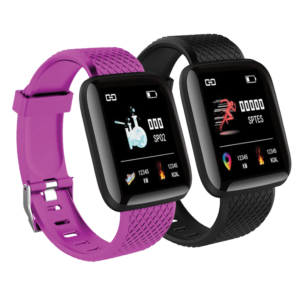 116 Plus Sports Smartband 2 Pcs - Purple and Black