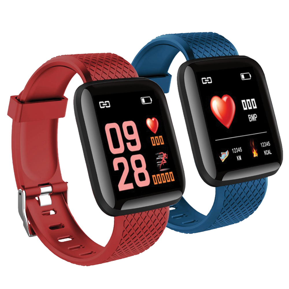 116 Plus Sports Smartband 2 Pcs  - Red and Blue