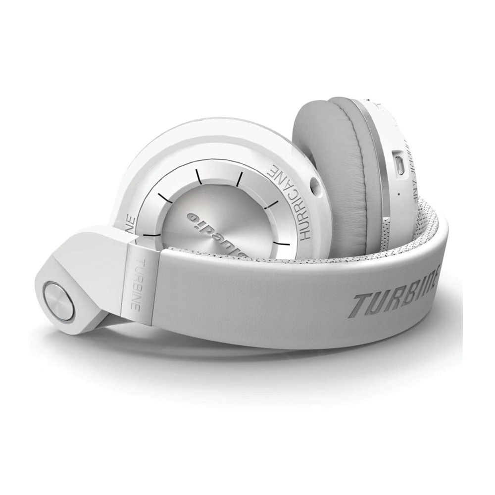 Bluedio T2 Plus Wireless Bluetooth V5.0 Stereo Headphones with Mic/Micro SD Card Slot/FM Radio Turbine Series - White
