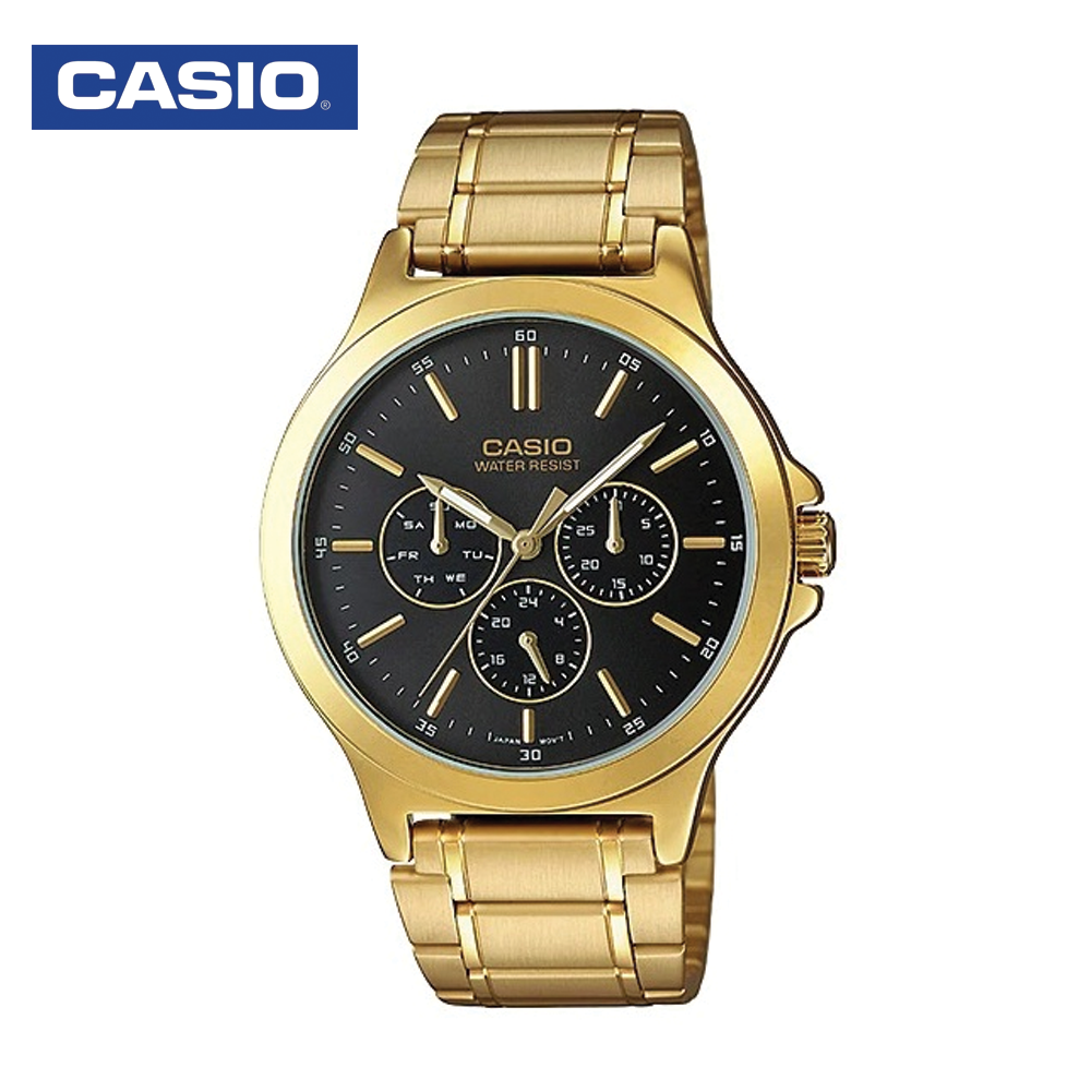 Casio MTP-V300G-1ADF Mens Analog Watch Black and Gold