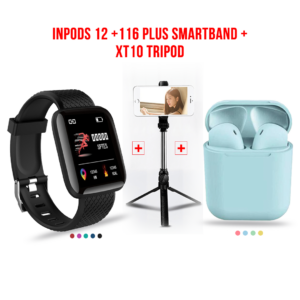 Inpods 12 + 116 Plus Sports Smartband + XT10 Mini Smartphone Tripod Combo
