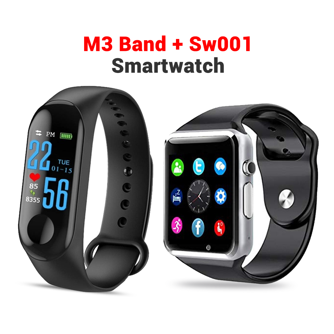 M3 Smart Band and SW 001 Mobile Smartwatch Combo