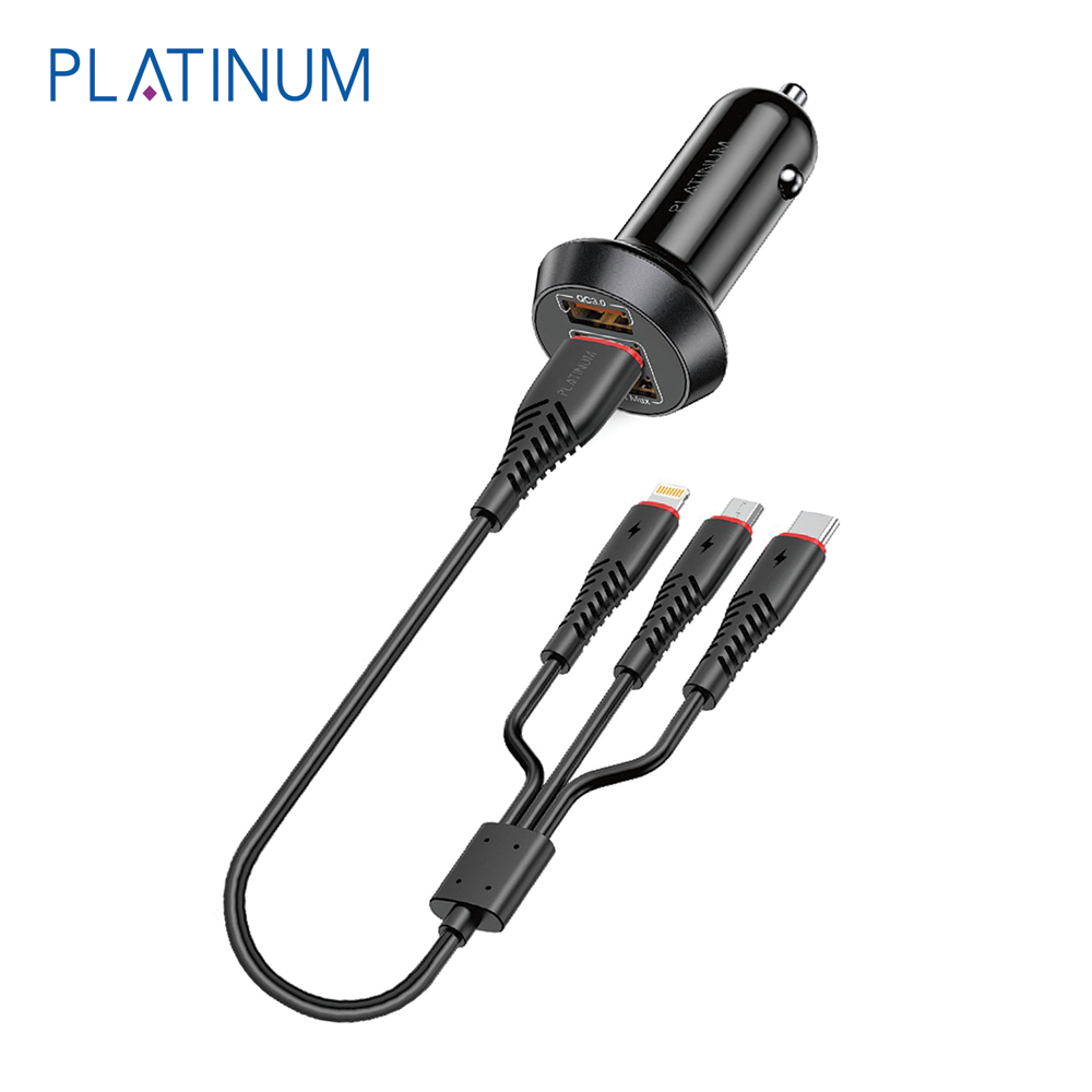 Platinum P-BDCLAQ3N1 Smart Series Car Charger Qc + 3in1 Multi Charging Cable