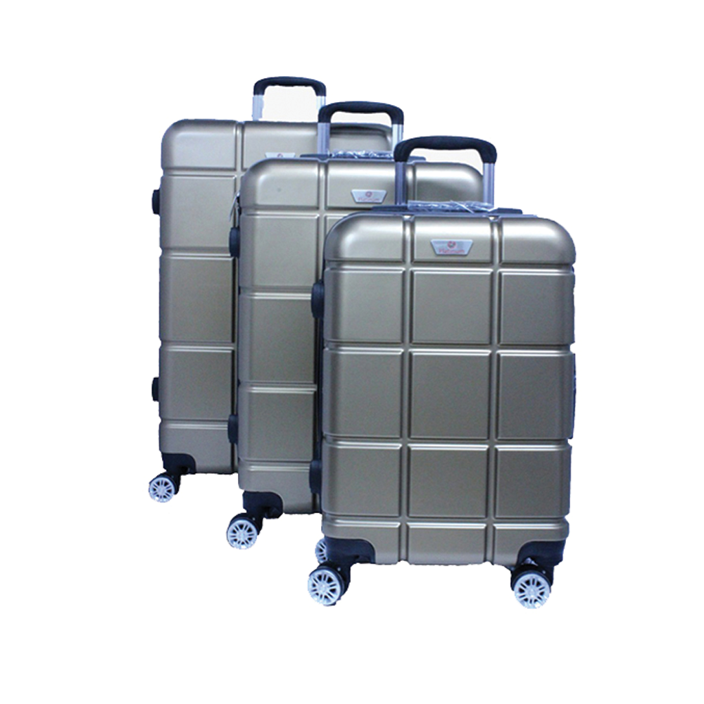 Platinum RA8636 4 Wheels Unbreakable Hard Travel Trolley Bag Set of 3 Pieces - Silver