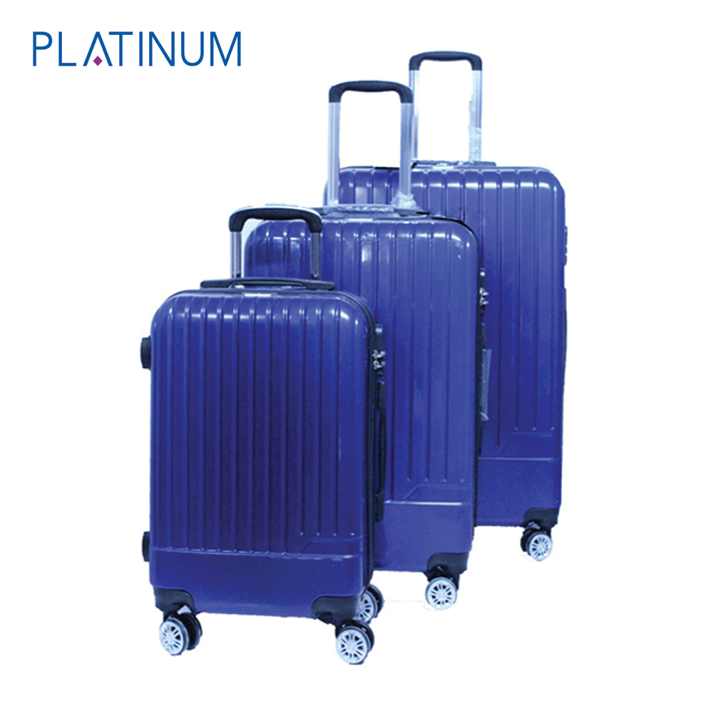 Platinum RA8655 4 Wheels Unbreakable Hard Travel Trolley Bag Set of 3 Pieces - Blue