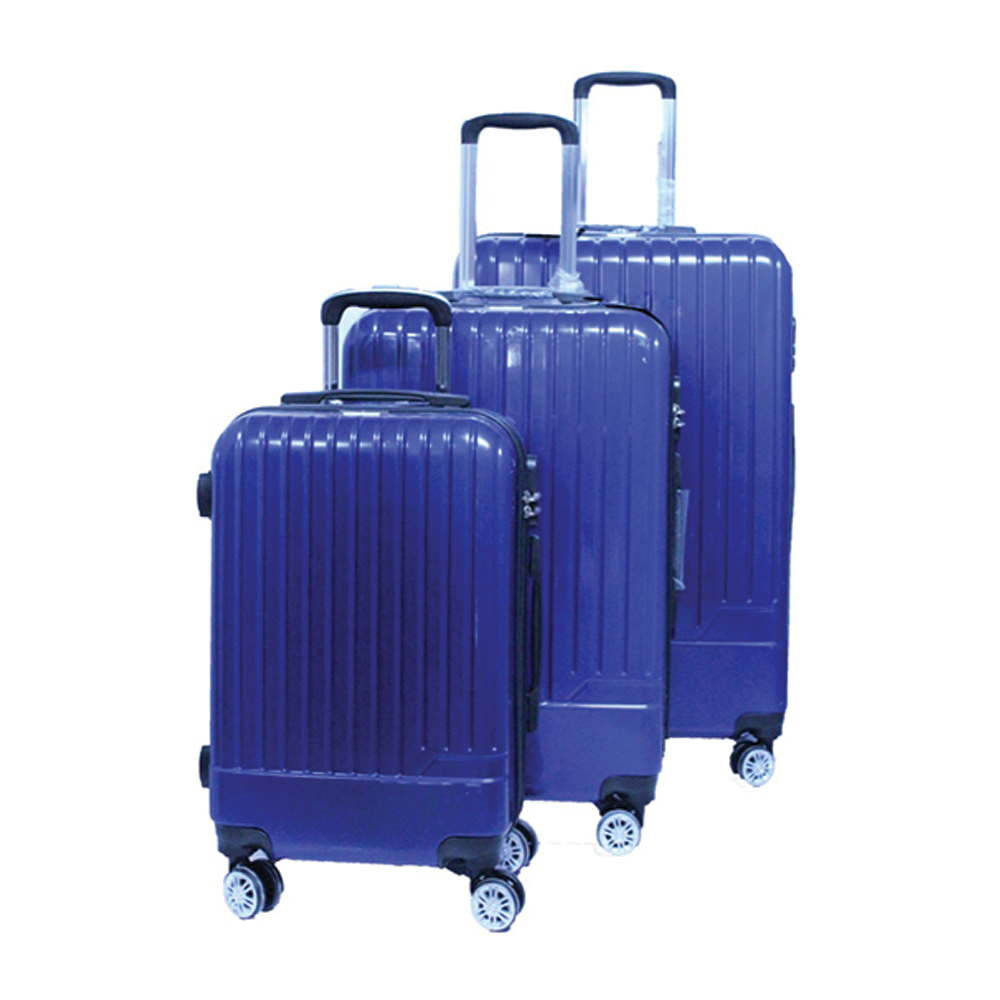 Platinum RA8655 4 Wheels Unbreakable Hard Travel Trolley Bag Set of 3 Pieces - Blue
