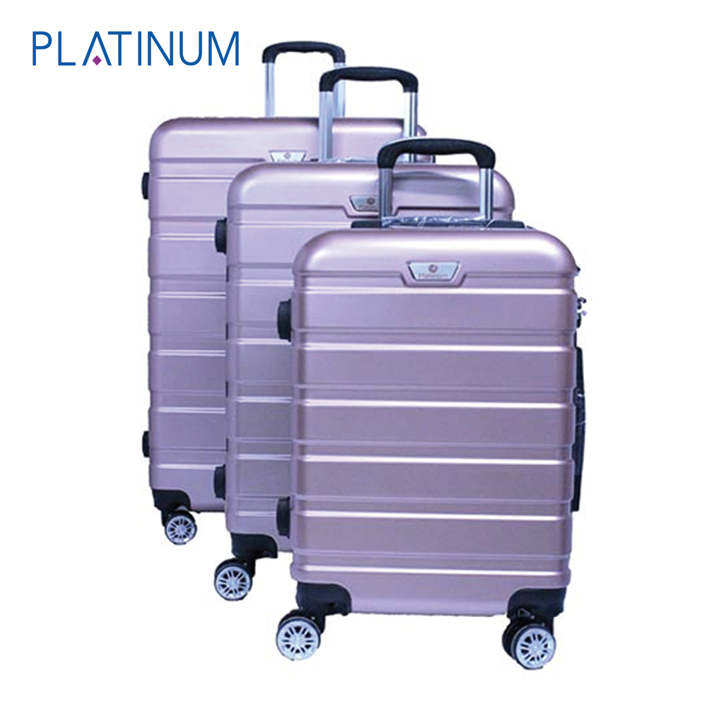 Platinum RA8728 4 Wheels Unbreakable Hard Travel Trolley Bag Set of 3 Pieces - Pink