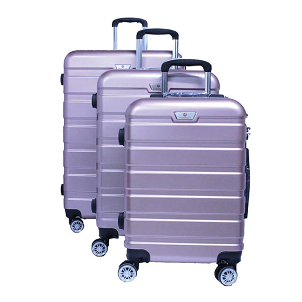 Platinum RA8728 4 Wheels Unbreakable Hard Travel Trolley Bag Set of 3 Pieces - Pink