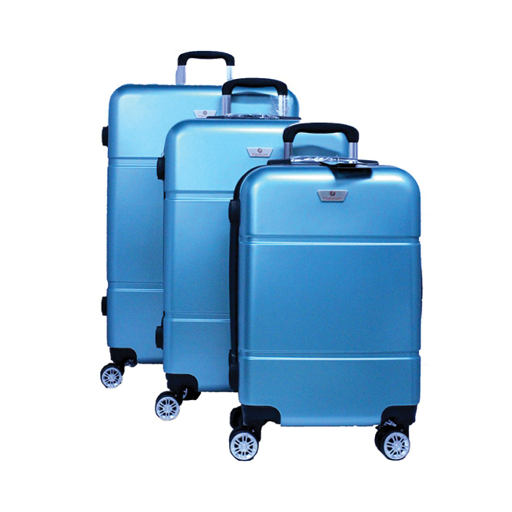 Platinum RA8729 4 Wheels Unbreakable Hard Travel Trolley Bag Set of 3 Pieces - Blue