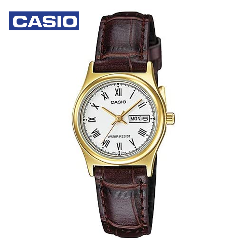 Casio LTP-V006GL-7BVDF Womens Analog Watch Brown and White