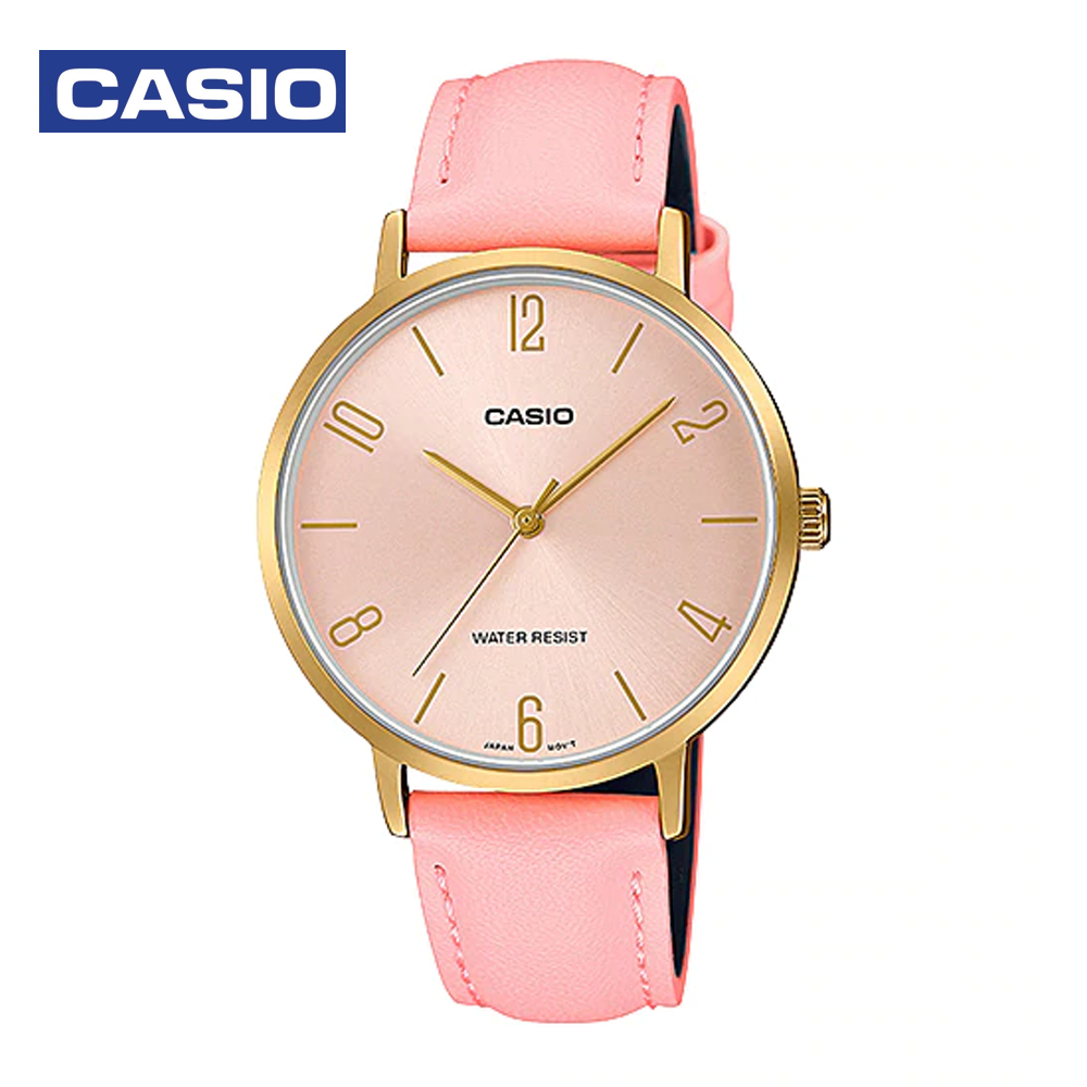 Casio LTP-VT01GL-4BUDF Womens Leather Strap Watch