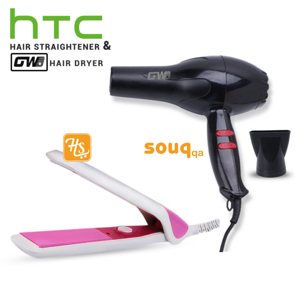 GWD GW-610 Hair Dryer & HTC JK-6002 Flat Ceramic Hair Straightener COMBO