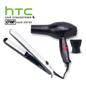 GWD GW-610 Hair Dryer & HTC JK-6016 Flat Ceramic Hair Straightener COMBO