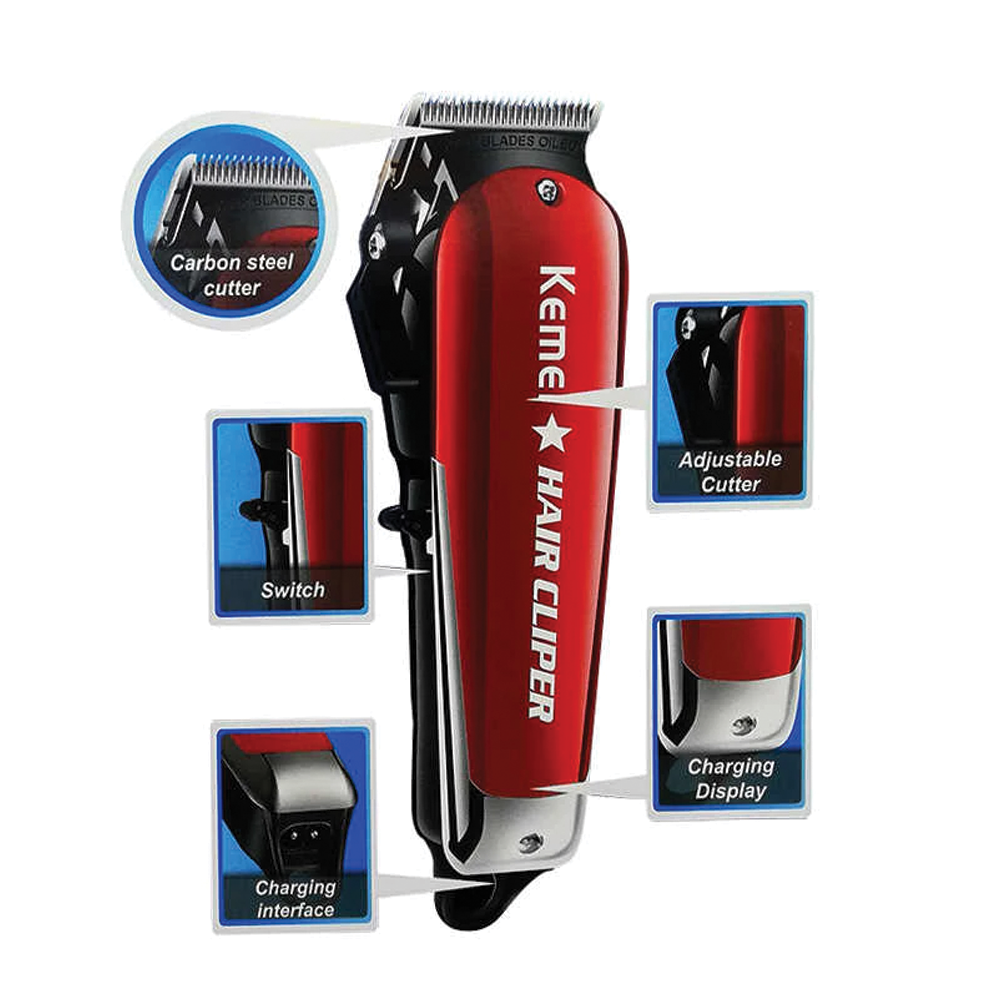 Kemei Km 2609 Professional Hair Clippers and Trimmers - Red