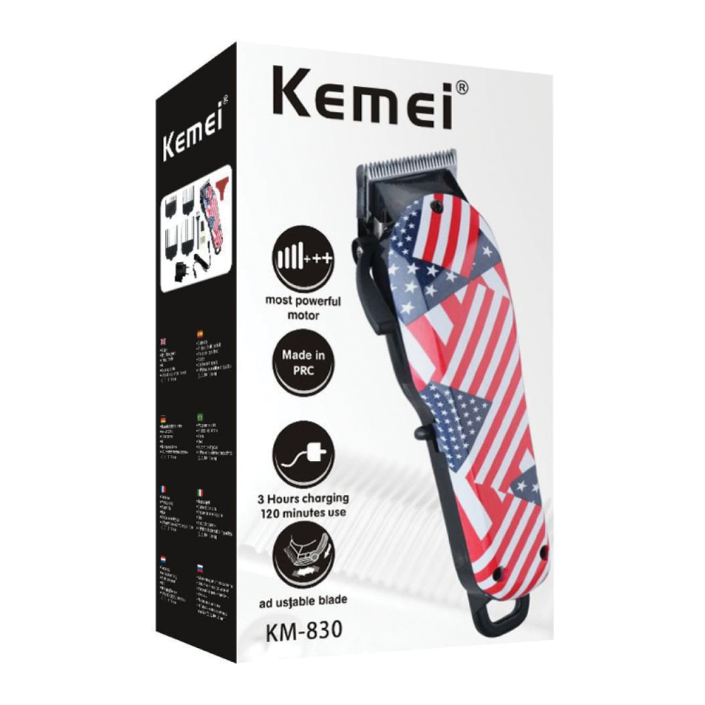 Kemei KM 830 Rechargeable Hair Clippers and Trimmers Multicolor