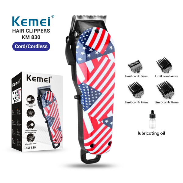 Kemei KM 830 Rechargeable Hair Clippers and Trimmers Multicolor