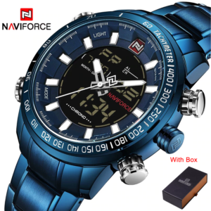 NAVIFORCE NF 9093 Men's Watch Analog-Digital Stainless Steel Waterproof Wrist Watch - Gold