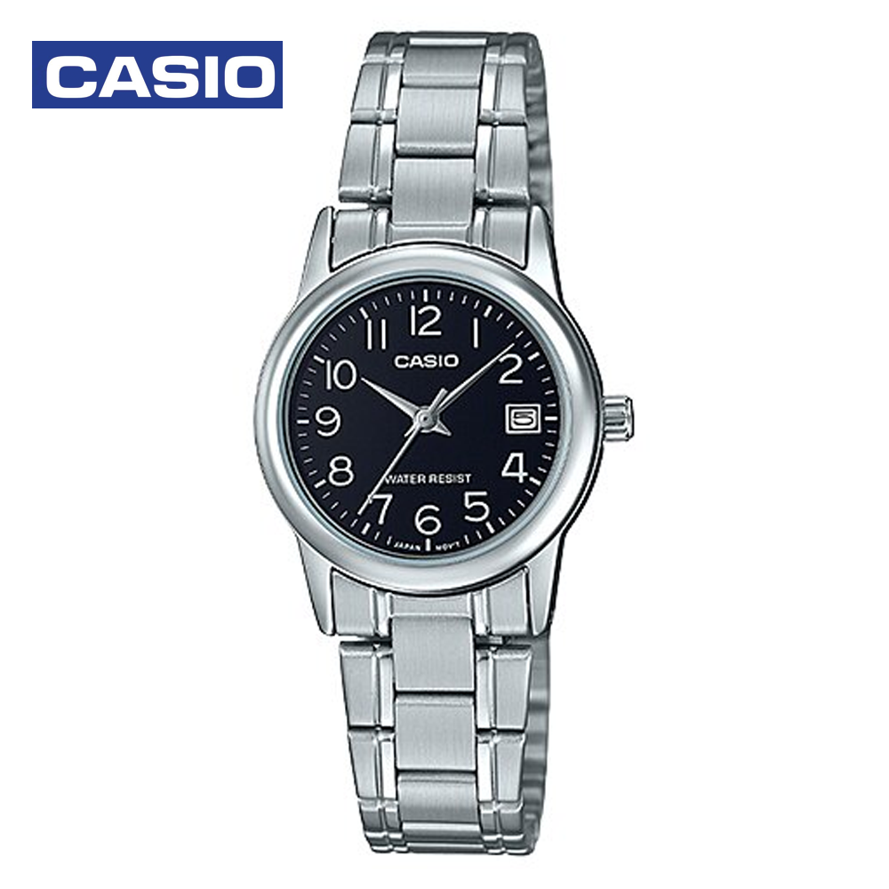 Casio LTP-V002D-1B Womens Analog Watch Silver and Black