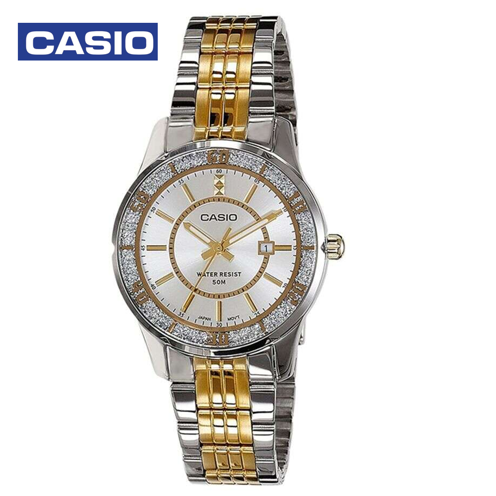 Casio LTP-1358SG-7ADF Womens Analog Watch Silver and Gold