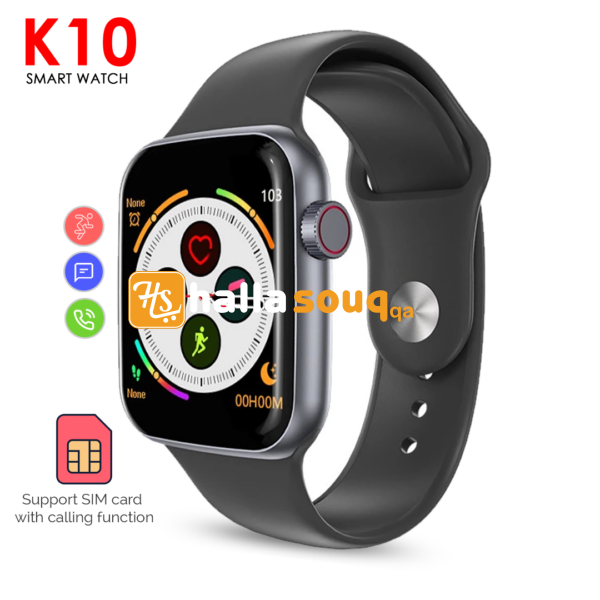 K10 Smart Watch with IP68 Waterproof and Heart Rate Blood Pressure Monitor - Black
