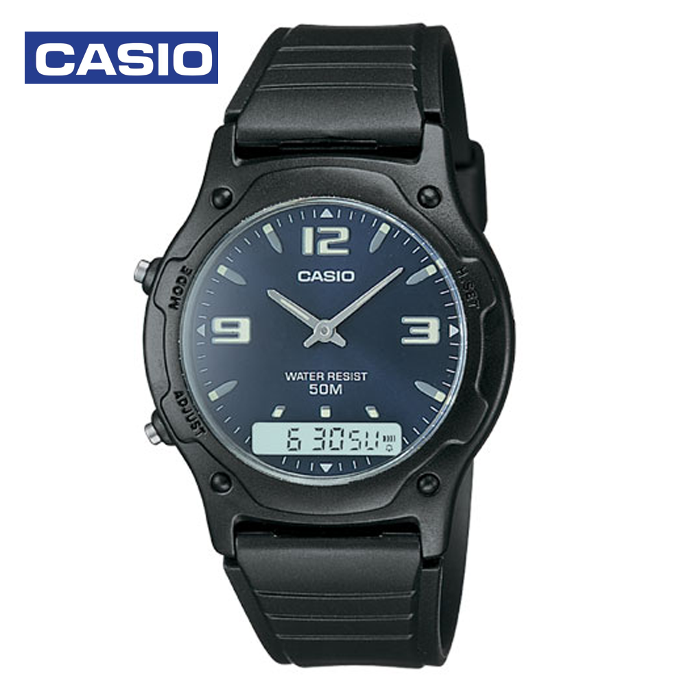 Casio AW-49HE-2A Mens Analog and Digital Watch Black and Blue