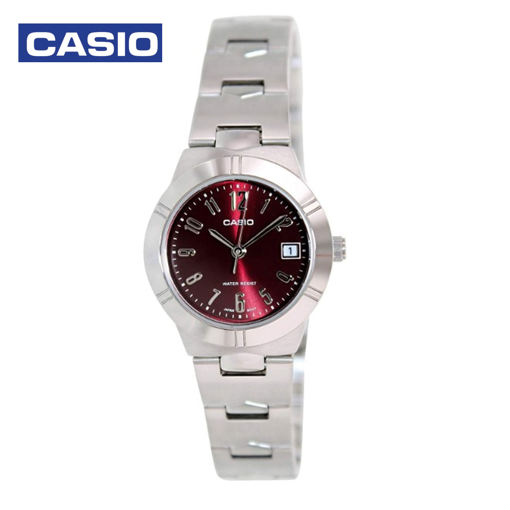 Casio LTP-1241D-4A2DF (CN) Womens Analog Watch Silver and Red