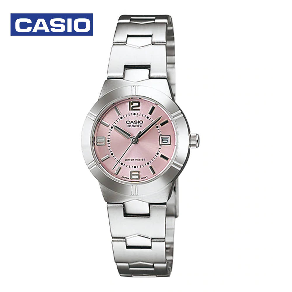 Casio LTP-1241D-4ADF Womens Analog Watch Silver and Pink