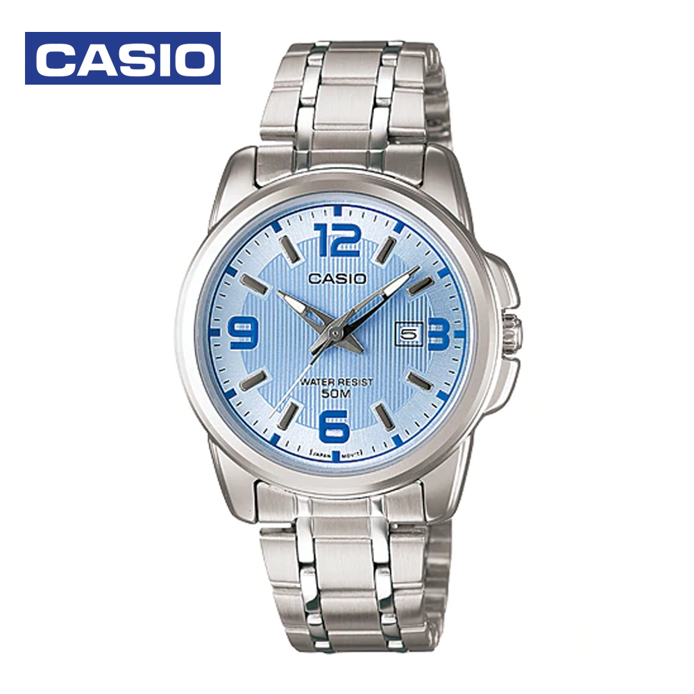 Casio LTP-1314D-2AVDF (CN) Womens Analog Watch Silver and Blue