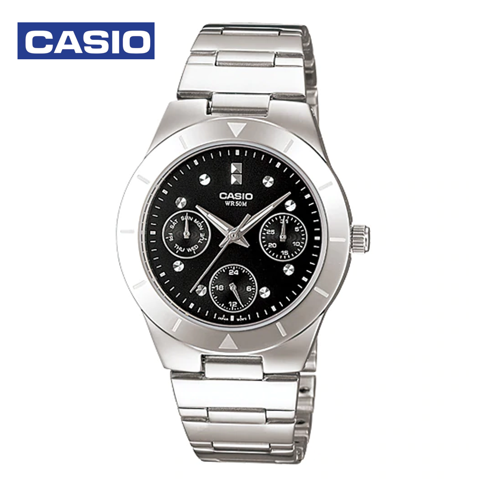 Casio LTP-2083D-1AVDF Womens Analog Watch Black and Silver