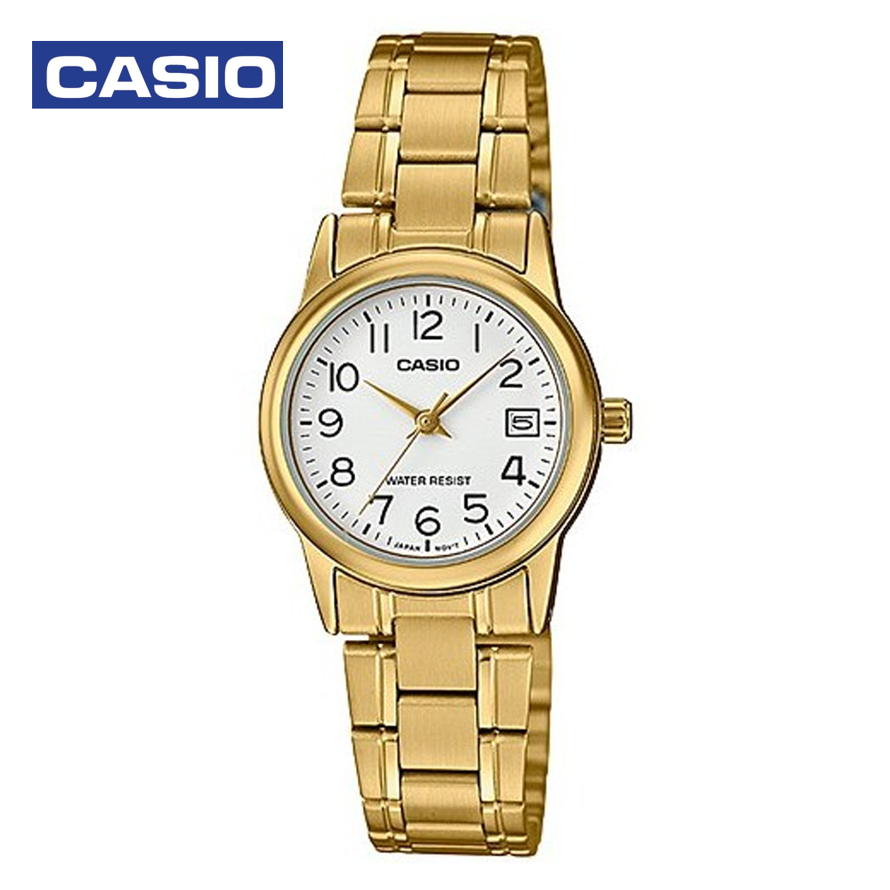 Casio LTP-V002G-7BVDF Womens Analog Watch Gold and White