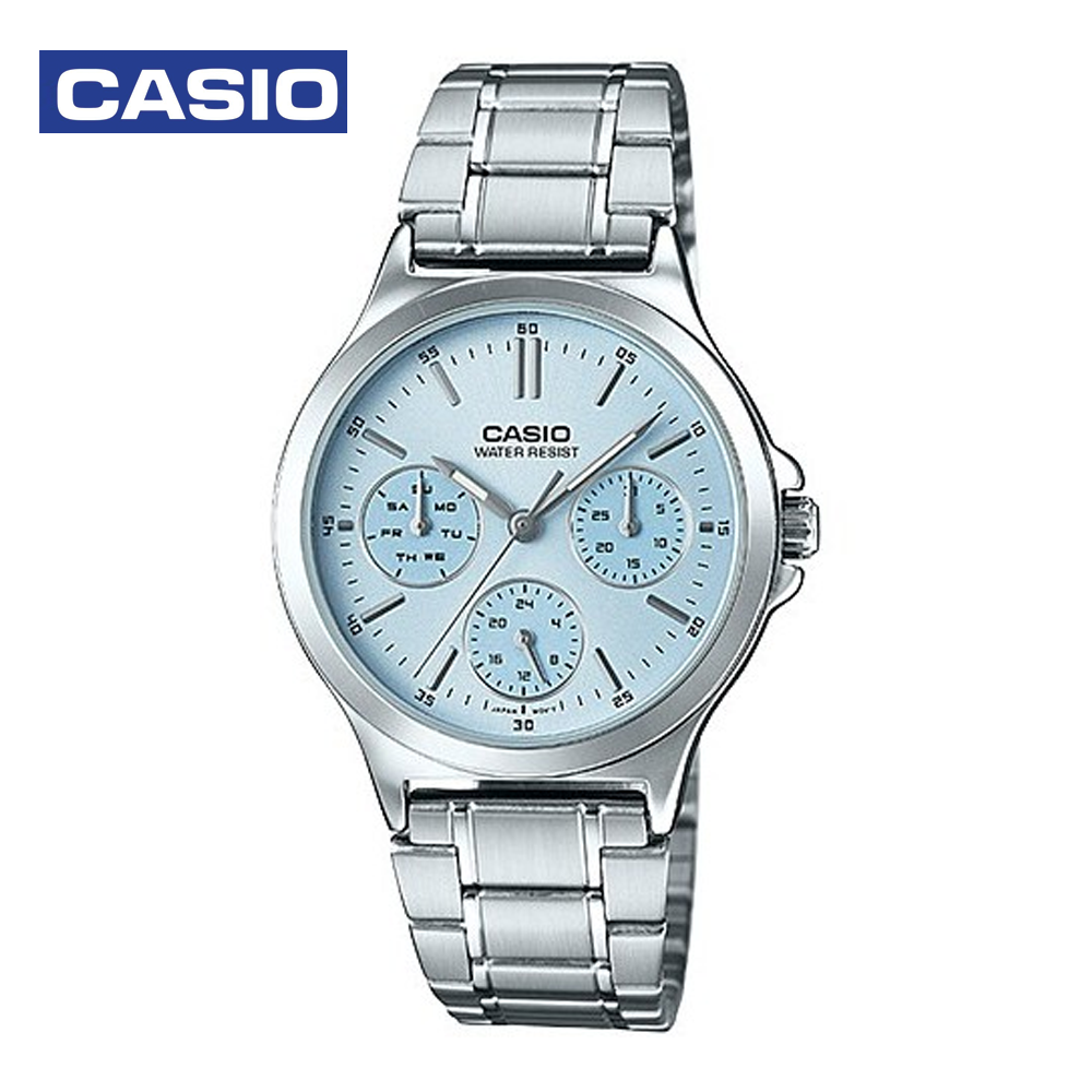 Casio LTPV-300D-2ADF Womens Analog Watch Silver and Blue