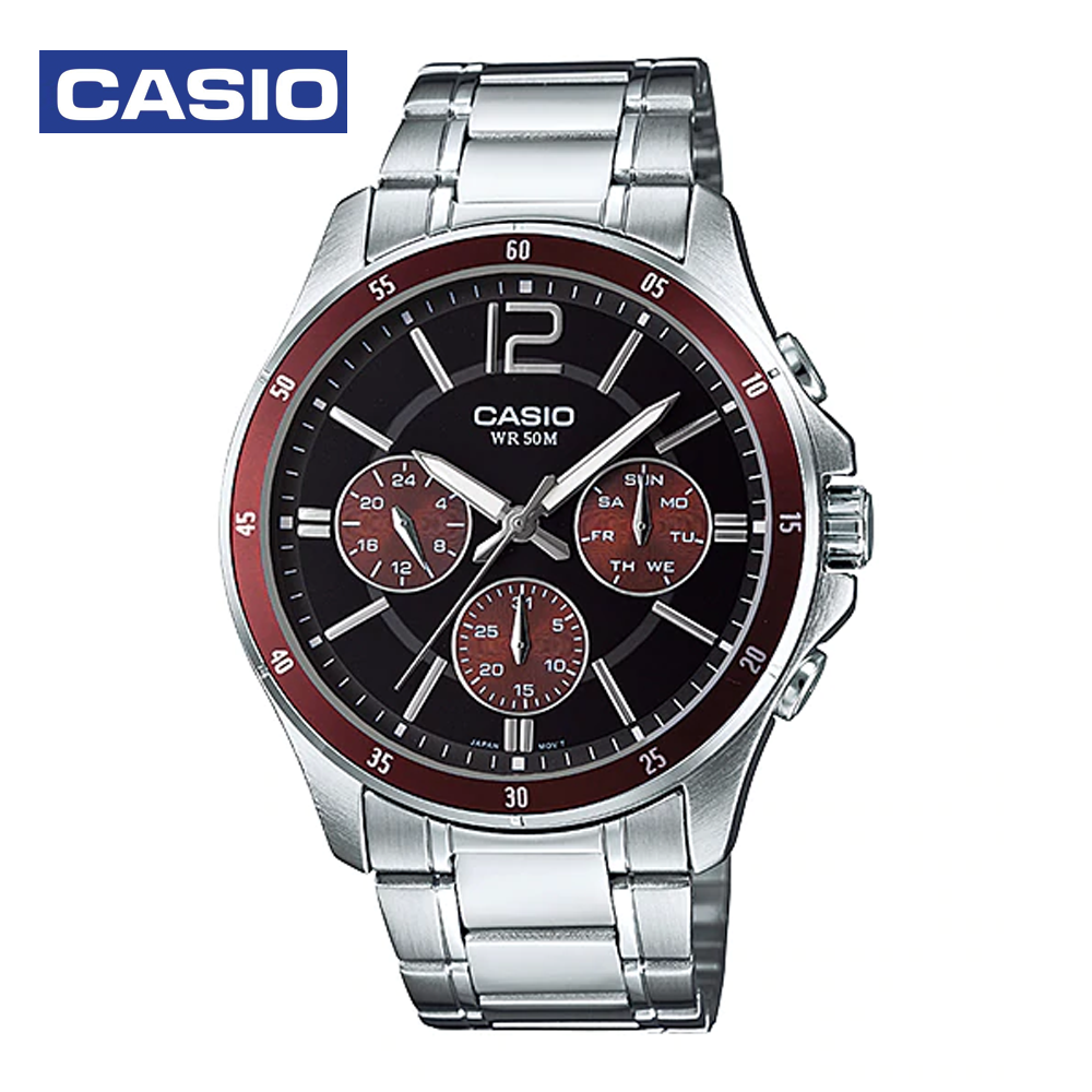 Casio MTP-1374D-5AVDF Mens Analog Watch Silver and Black