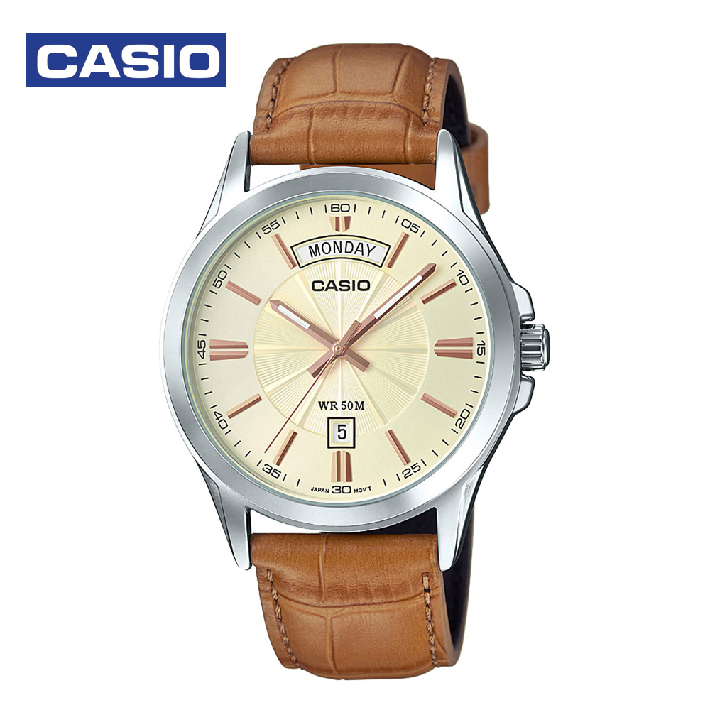 Casio MTP-1381L-9AVDF Mens Analog Watch Brown and Beige