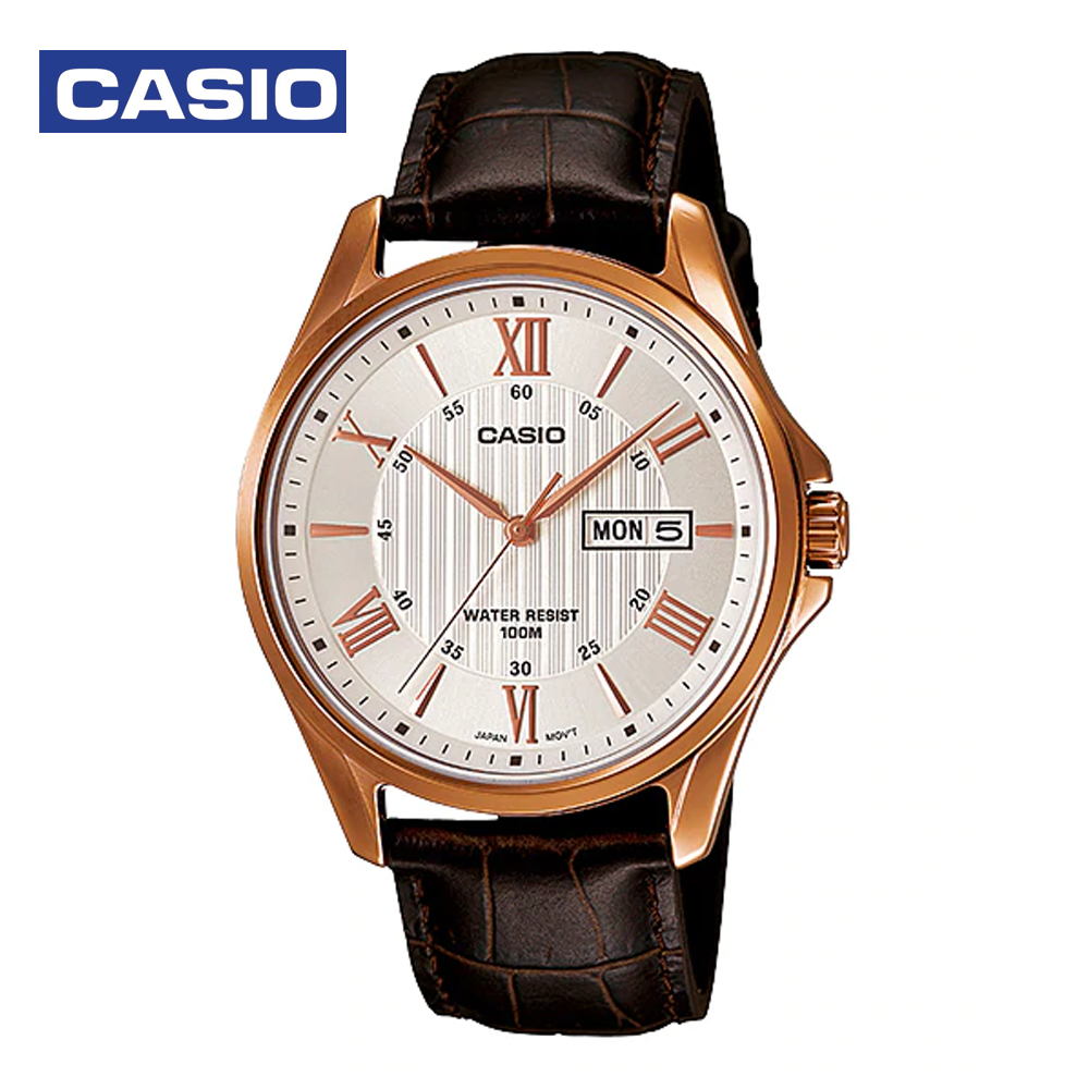 Casio MTP-1384L-7ADF Mens Analog Watch Brown and Gold