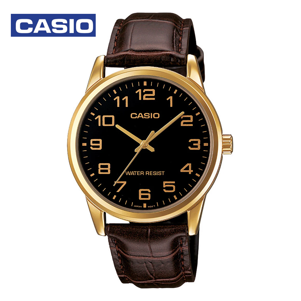 Casio MTP-V001GL-1BUDF Mens Analog Watch Black and Brown